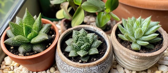Poster - Haworthia Fasciata and succulent plants in decorative pots showcasing unique home decor and gift ideas for plant enthusiasts