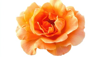 Poster - Sweet orange rose flower blossom in selective focus against a clean white background capturing elegance and beauty in floral imagery