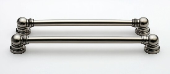 Aufkleber - Elegant grey metal handles on a clean white background perfect for showcasing high-quality hardware in product displays