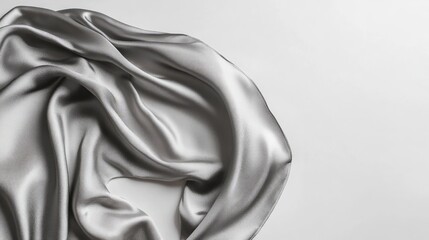 Aufkleber - Elegant Gray Silk Fabric Draped on a White Background for Fashion and Textile Design Concepts