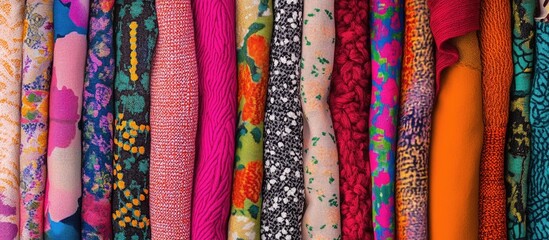 Aufkleber - Colorful collection of fabric swatches featuring wool and cotton perfect for DIY sewing and tailoring inspiration for creative projects