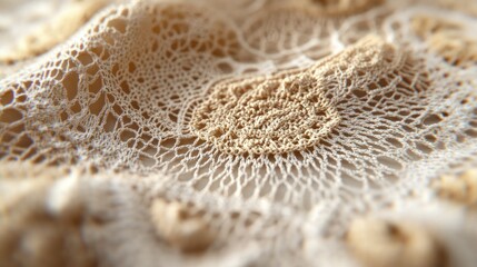 Poster - delicate lace texture with intricate patterns in soft natural tones top view close-up