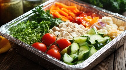 Aufkleber - Healthy meal preparation with fresh organic vegetables for fitness and wellness in a home cooking setting