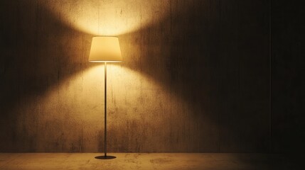 Poster - minimalist lamp illuminating cave wall with soft shadows and hard light effects