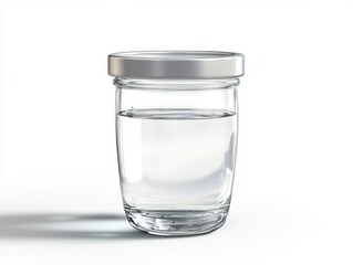 Poster - A clear glass jar filled with water, highlighting its reflective surfaces and simplicity.