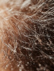 Poster - Close-up of textured hair, showcasing varying shades of brown and subtle light highlights.