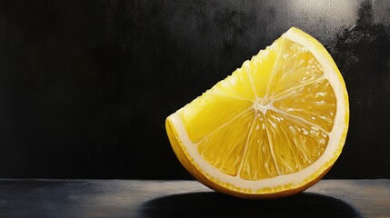 Poster - lemon slice illuminated against a dark background showcasing bright colors and textures in a minimal