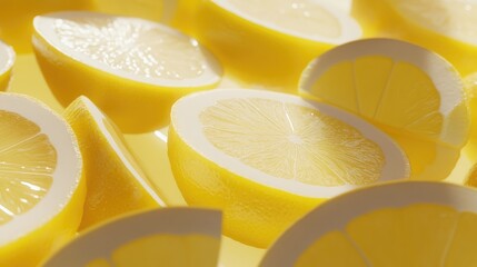Poster - fresh lemon slices with vibrant yellow hues and intricate textures create a bright and refreshing ba