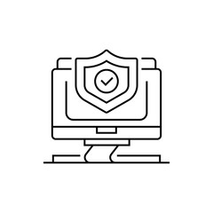 Poster - Computer Security Line Icon. linear style sign for mobile concept and web design. Outline vector icon.
