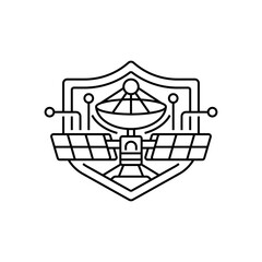 Poster - Secure Satellite Line Icon. linear style sign for mobile concept and web design. Outline vector icon.