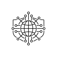 Poster - Cyber Shield Line Icon. linear style sign for mobile concept and web design. Outline vector icon.