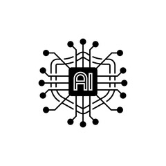 Poster - AI Security Glyph Icon. linear style sign for mobile concept and web design. Outline vector icon.