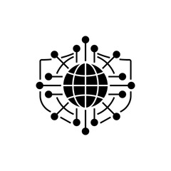 Poster - Cyber Shield Line Icon. linear style sign for mobile concept and web design. Outline vector icon.