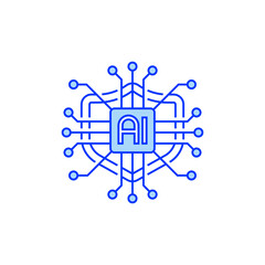 Poster - AI Security Glyph Icon. linear style sign for mobile concept and web design. Outline vector icon.
