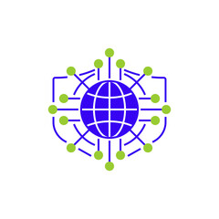 Poster - Cyber Shield Line Icon. linear style sign for mobile concept and web design. Outline vector icon.