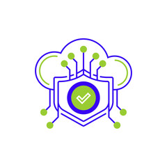 Poster - Cloud Shield Line Icon. linear style sign for mobile concept and web design. Outline vector icon.