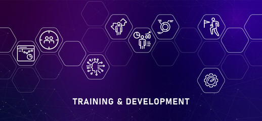Poster - Training and Development gradient header employee skill improvement learning professional improvement program progress design