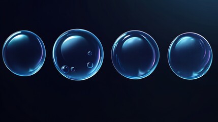Aufkleber - bubbles floating against a dark background with varying sizes and details on surface texture