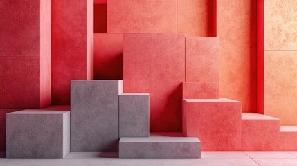Poster - Modern geometric cube composition with abstract background design, 3D render