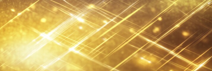 Poster - Bright golden glitter sparkling in dynamic rays of light creates a festive atmosphere for celebrations and parties