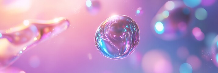 Aufkleber - colorful soap bubbles floating in a dreamy background of soft pastel hues during a serene moment in 