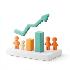 Poster - Colorful growth indicators with figures, representing teamwork and progress in business and development.