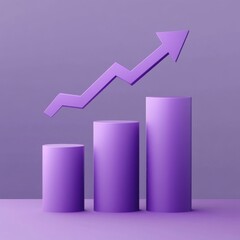 Poster - Stylized purple growth graph with rising bars and arrow, symbolizing success and progress.