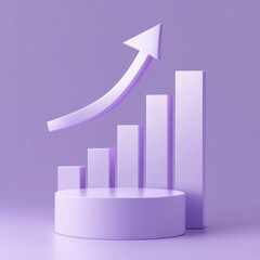 Poster - Stylish purple 3D graphs showing growth, perfect for finance or business themes.
