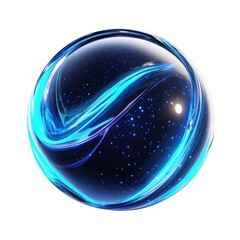 Poster - A mesmerizing blue and black orb with luminous swirls and starlit patterns, creating an otherworldly effect.