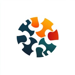 Poster - Abstract circular puzzle design in vibrant colors of orange, green, and blue.