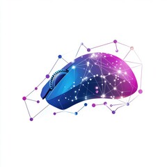 Poster - Digital illustration of a futuristic computer mouse with a vibrant starry design.