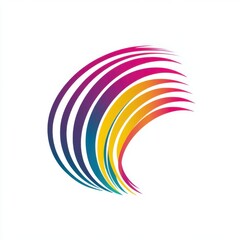 Poster - An abstract wave logo design with vibrant colors blending from pink to yellow, evoking energy and movement.