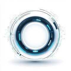 Poster - Abstract futuristic circular design with glowing blue lights and intricate details.