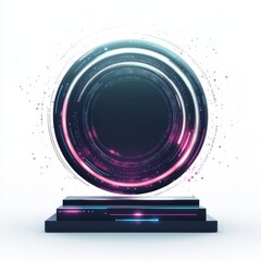 Poster - futuristic digital portal with glowing rings and vibrant colors, offering a sense of technology and 