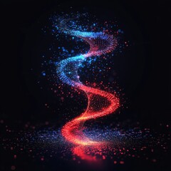 Poster - A vibrant swirl of red and blue light particles creating a dynamic wave against a dark background.