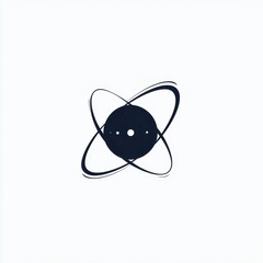 Poster - a sleek black and white illustration of an atom, symbolizing science and innovation.