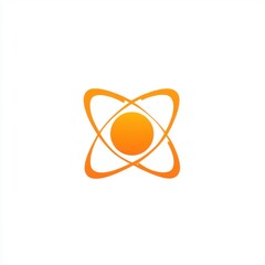 Poster - abstract orange atom symbol representing energy and science concepts.