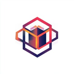 Poster - Colorful abstract geometric shapes creating a three-dimensional illusion.