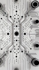 Poster - Intricate circuit design showcasing modern technology with geometric patterns on a light background