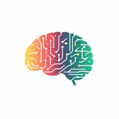 Poster - A vibrant illustration of a brain combining colorful circuits, symbolizing the intersection of technology and intelligence.