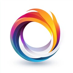 Poster - Colorful abstract circular logo design with vibrant gradients and smooth curves.