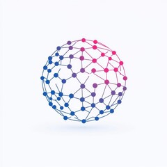 Poster - A colorful abstract globe design, showcasing a network of connections in blue and pink shades.