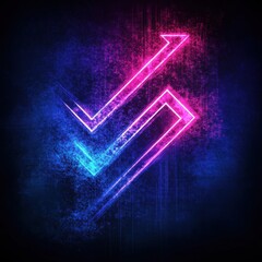 Poster - A vibrant neon arrow design in blue and pink, symbolizing progress and success in a dynamic digital space.