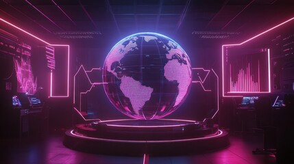 Poster - Illuminated Global Network Control Center Display