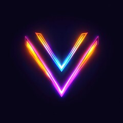 Poster - Stylized neon 'V' shape with vibrant gradients of blue, orange, and pink against a dark background.