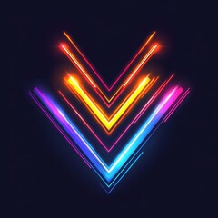 Poster - Colorful neon lines creating a vibrant V-shape design on a dark background.