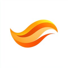 Poster - Abstract wave design in vibrant orange and yellow colors on a white background.