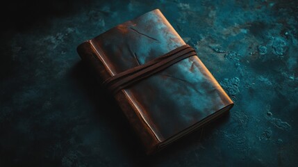 Poster - Antique Leather Bound Journal On Dark Background