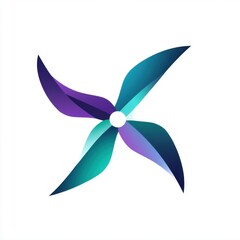 Poster - An abstract, stylized emblem with flowing shapes in blue and purple tones, symbolizing energy and movement.