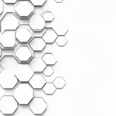 Poster - Abstract composition of hexagonal shapes in white, creating a modern and clean design aesthetic.